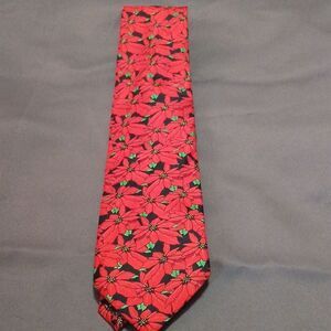 Keith Daniels Vintage poinsettia Christmas holiday tie NWOT